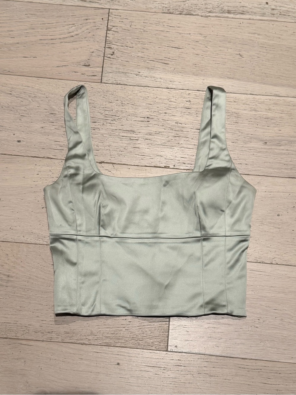 Wilfred Aritzia Sage Green Satin Corset Bustier Tank Top Size Medium M